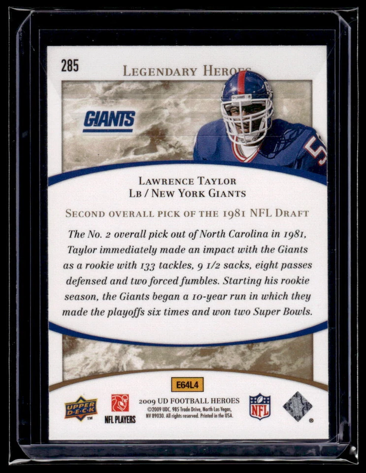 2009 Upper Deck Heroes #285 Lawrence Taylor Near Mint or Better - Image 2 of 2