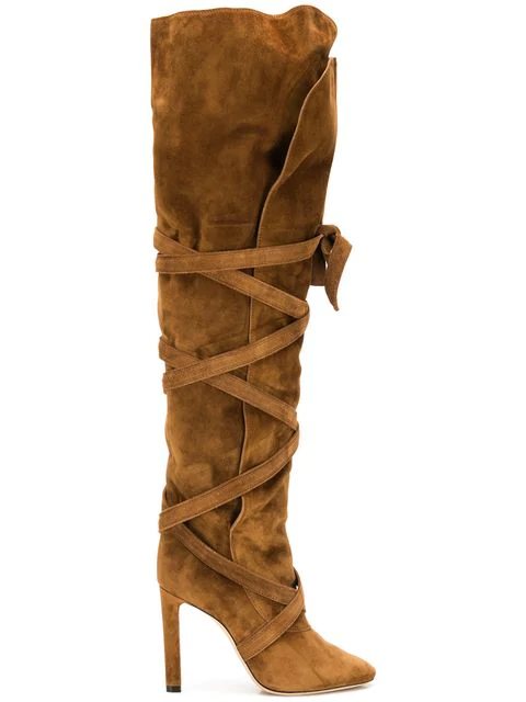 Stivali OTK Saint Laurent YSL scamosciati marroni nuovi autentici $2195 taglia 37