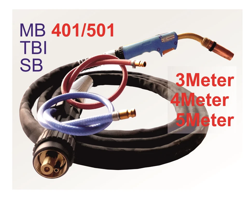 ELEFTHIKO Schweißbrenner MB 501 Wassergekühlt 550A Schlauchpaket 3 - 4 - 5m MIG MAG