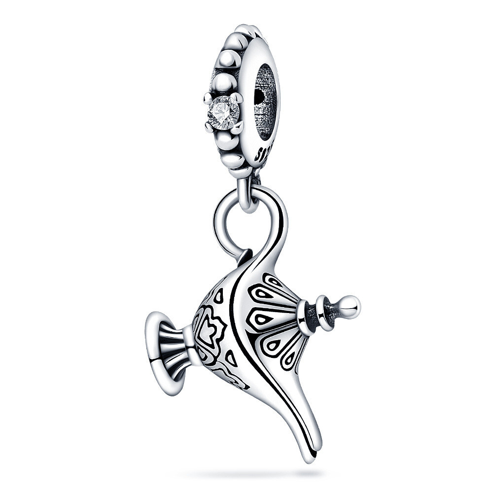Aladdin Genie Lamp Wish Charm Bead in 925 Sterling Silver for Mum Wife Sister