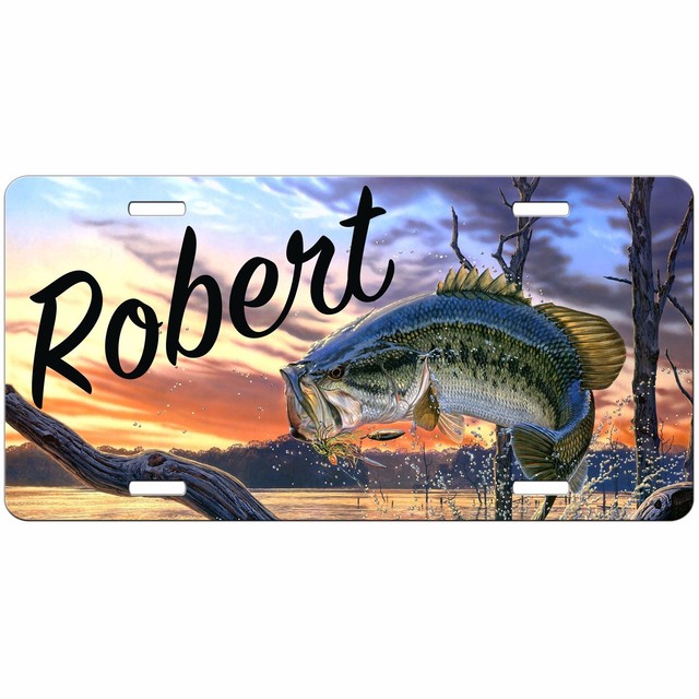 BASS FISH PERSONALIZED LICENSE PLATE CUSTOM CAR TAG FISHING VANITY