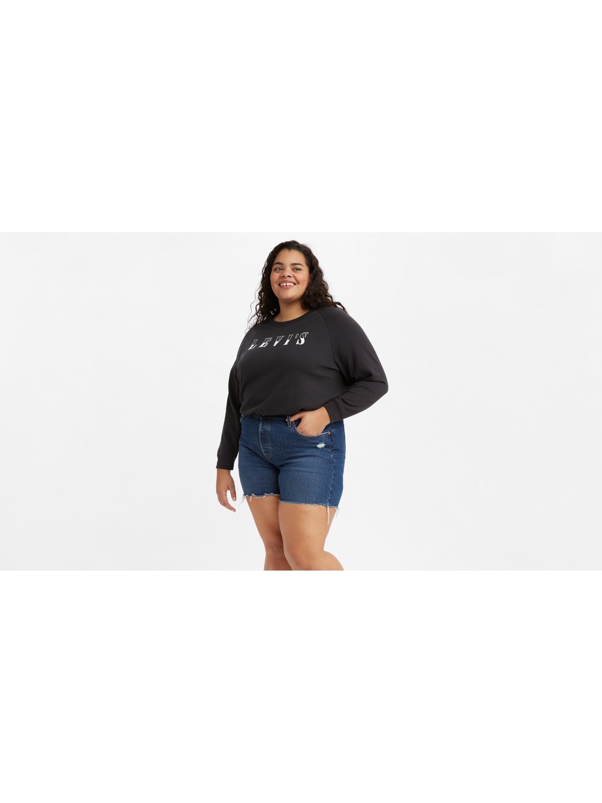 LEVI'S Womens Black Crewneck Long Sleeve Printed Sweatshirt Plus Size: 2X