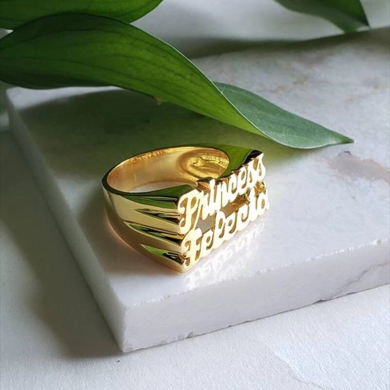 14K Gold Personalized Name Ring [6 or 8mm width] Hand Made Hawaiian Je