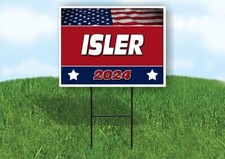 ISLER FLAG RED 2024 18inx24in Yard Road Sign w/ Stand