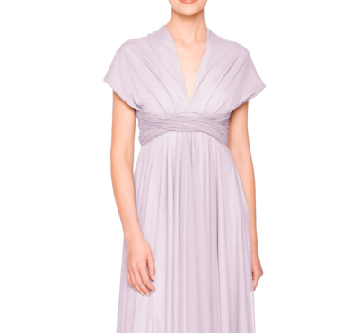 multiway tulle bridesmaid dress Wedding Party White Satin Top Tulle Big Bow V Back Tulle Long Children –  Angelgown main image 1