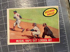 1959 TOPPS #470 STAN MUSIAL RAPS 3000TH HIT BASEBALL THRILLS BASEBALL CARD EX/MT