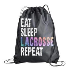 Lacrosse Drawstring Bag Eat Sleep Lacrosse Repeat Backpack Lacrosse Player Gi...