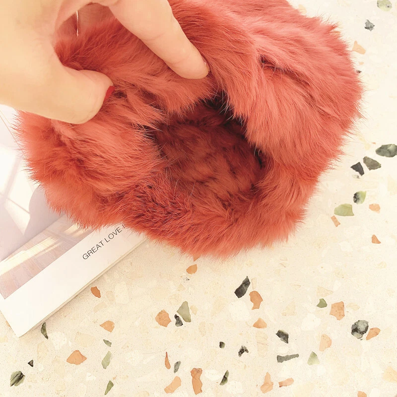 Mujeres Peludo Real Conejo Piel Sombrero Felpa Cosaco Gorra Gorro Cálido Tejido Elástico Retro Foto 4 de 4