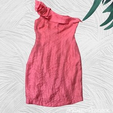 Jessica Howard Party Dress Womens 6 Pink Hammered Satin Rosette One Shoulder