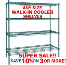 Heavy Duty GREEN Moisture Proof Metal Wire Walk In Cooler Shelf Rack Commercial