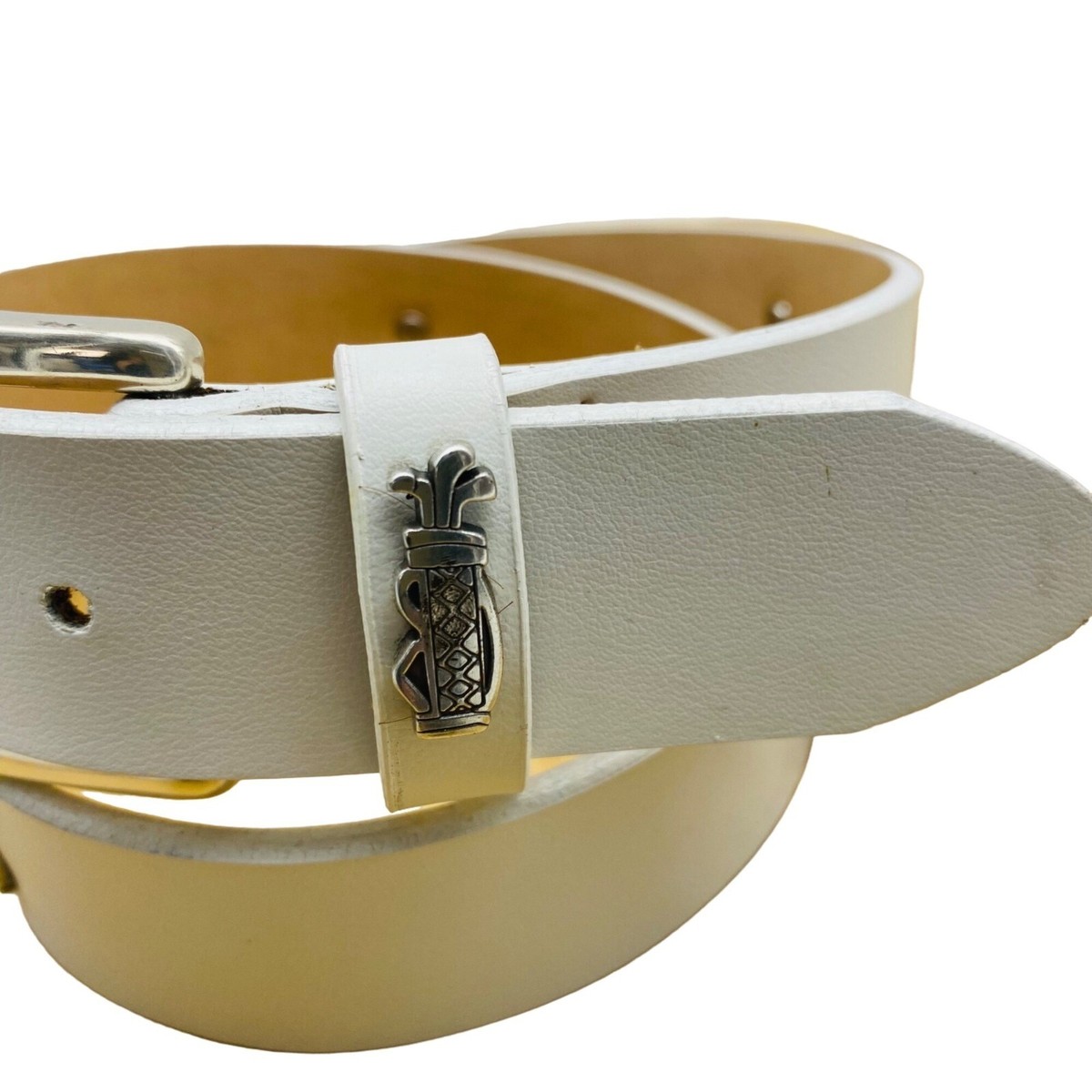 Canterbury Golf Clubs & Bag White Genuine Leather Belt Waist  display picture 2