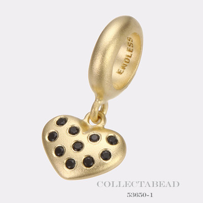 Authentic Endless Silver Gold Plated Black Million Heart Drop Gold Bead 53650-1