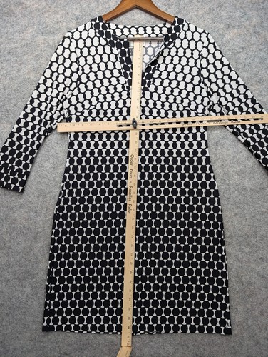 Donna Morgan Dress Womens 8 Black White Sheath Office Chic Knee Length - Picture 4 of 11