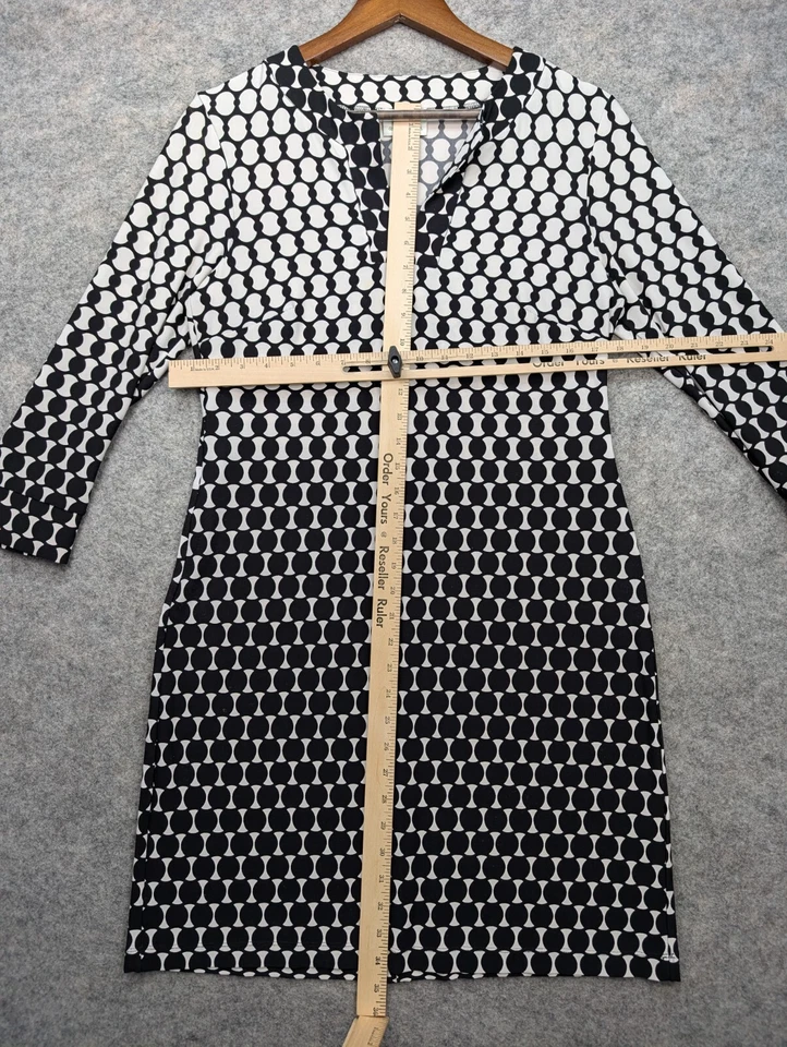 Donna Morgan Dress Womens 8 Black White Sheath Office Chic Knee Length - Image 4 of 4