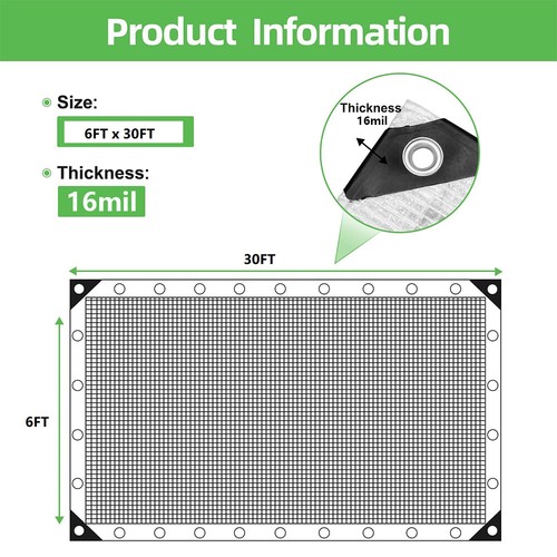 16 Mil Heavy Duty Clear Tarp Canopy Waterproof UV Resistant Tarpaulin Cover - Picture 20 of 38