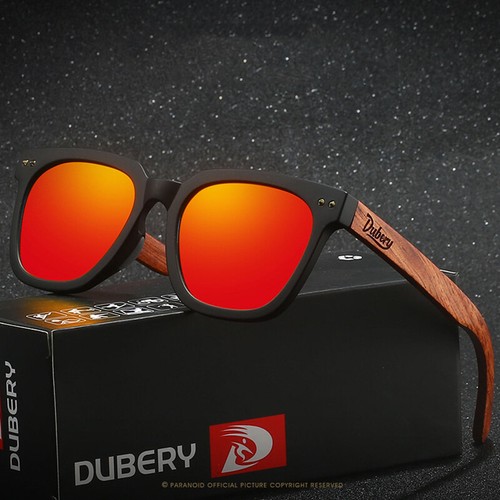 DUBERY Hombres Mujeres Madera Polarizada Cuadradas Gafas de Sol Madera Templo Gafas al aire libre - Imagen 2 de 24