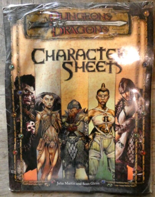 Role Playing Book - CHARACTER SHEETS DUNGEONS & DRAGONS D&D - New JDR Blister