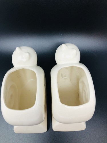 Set of 2 Vintage USA Pottery Cream Snail Planters - Picture 7 of 12