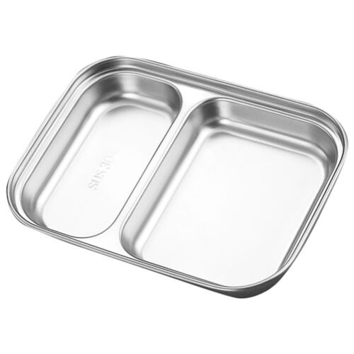 Rectangular Divided Dinner Tray Cutlery Stainless Steel Plate