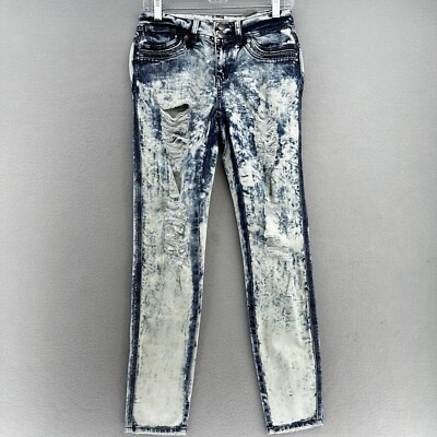 Clash Jeans USA Acid Wash Distressed Denim Women s 5 (28x31) 90s Retro 80s Rock