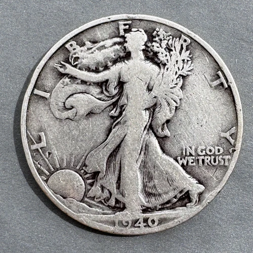 1940-S Walking Liberty Half Dollar, 90% Silver Coin, Fine