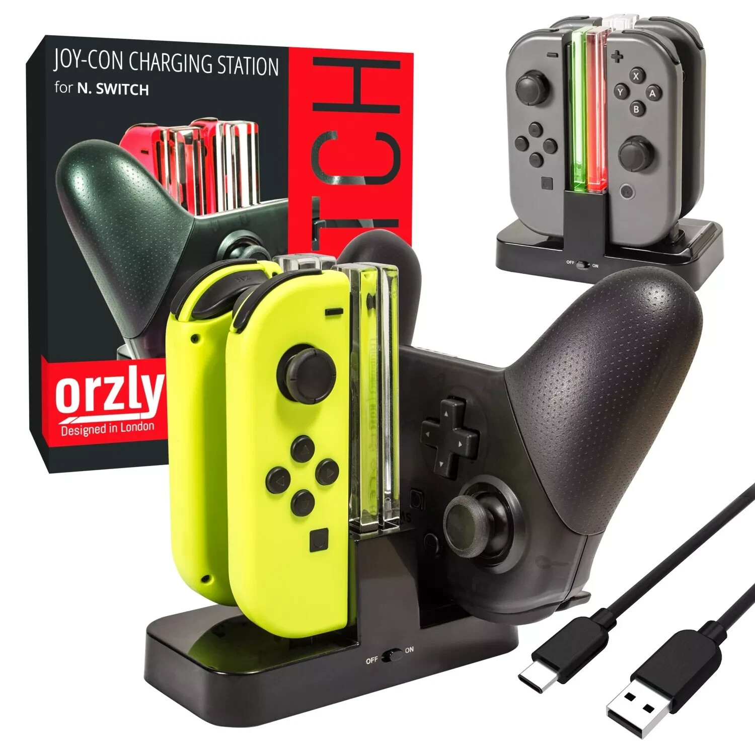 Nintendo Switch Charging Dock for Joy Cons and Pro Controller by Orzly  -image