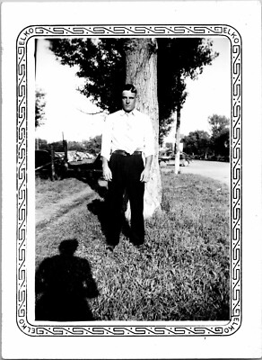 1940s Handsome Man Fashion Farmer S Dakota Black & White Vtg Elko Photo