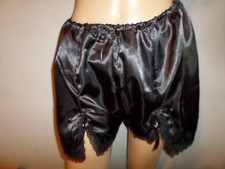 BLACK SATIN  BLACK   LACE  TRIM FRENCH CAMI STYLE KNICKERS  30-46 WAIST