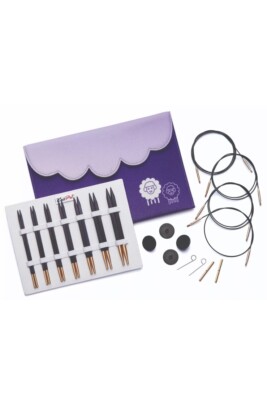 KnitPro J'adore Cubics Wood Deluxe austauschbares Rundstricknadel-Set