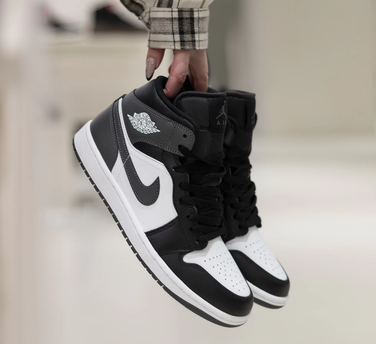 Nike Air Jordan 1 Mid Black White Iron Grey DQ8426-001 Men's Size