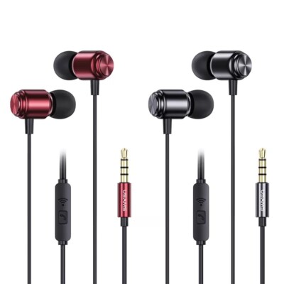 USAMS Earphones Kopfhörer 3,5mm Klinke Handy in-ear / Schwarz, Dunkelrosa