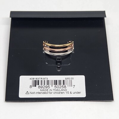 COACH Size 7 Signature Pave Gold, Rose Gold, Silver Stackable 3