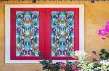 3D Flowers Rattan A35 Window Film Print Sticker Cling Stained Glass UV Sinsin