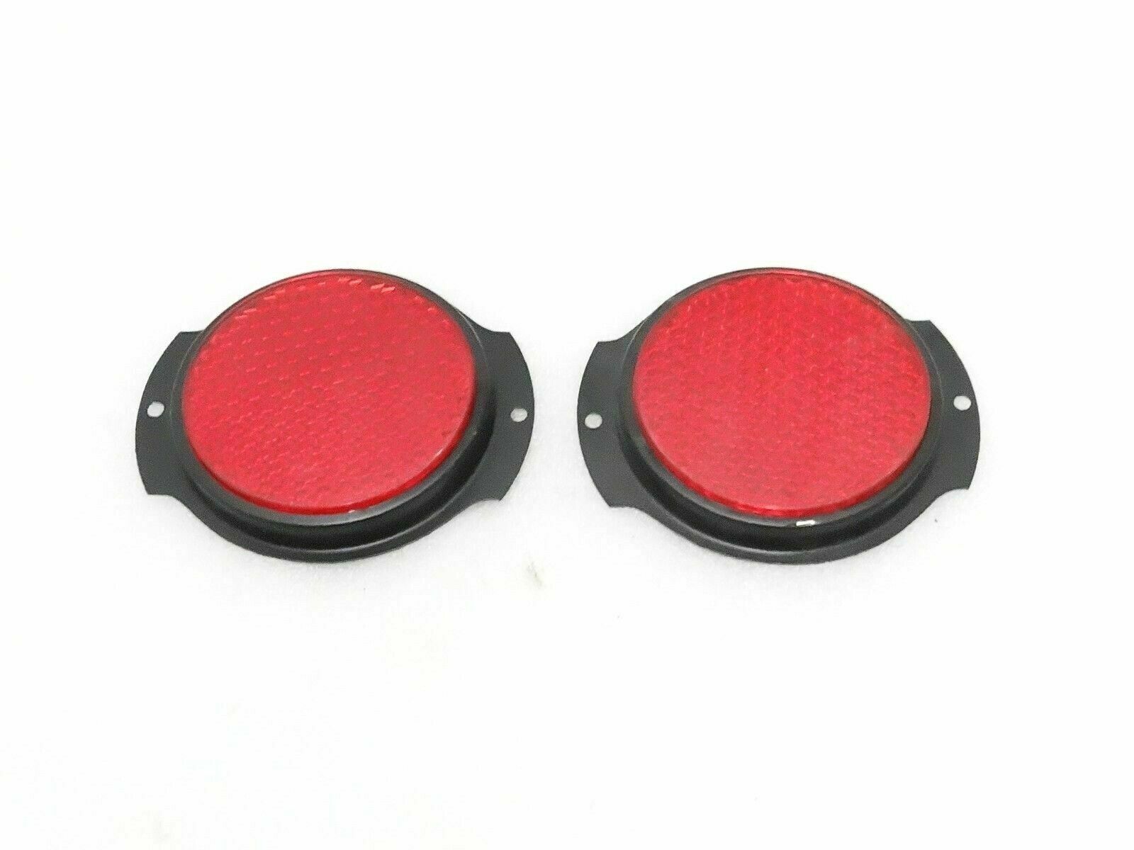 FIT FOR WILLYS JEEP M38 M151A1 M35 M37 JEEP TRUCK RED REFLECTOR PAIR BLACK BEZEL