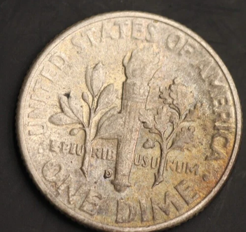 1948 D  Roosevelt  Dime UNC/AU Toning Rainbow