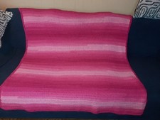 Hand Crocheted Ombre Pinks Throw Blanket 48" 49" Beautiful