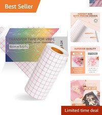 Clear Vinyl Transfer Paper Tape 6" x 50' with Red Grid - Easy Application