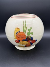 Vintage Homer Laughlin Kitchen Kraft Mexicana Red Stripe Large Ball Jar W/Lid