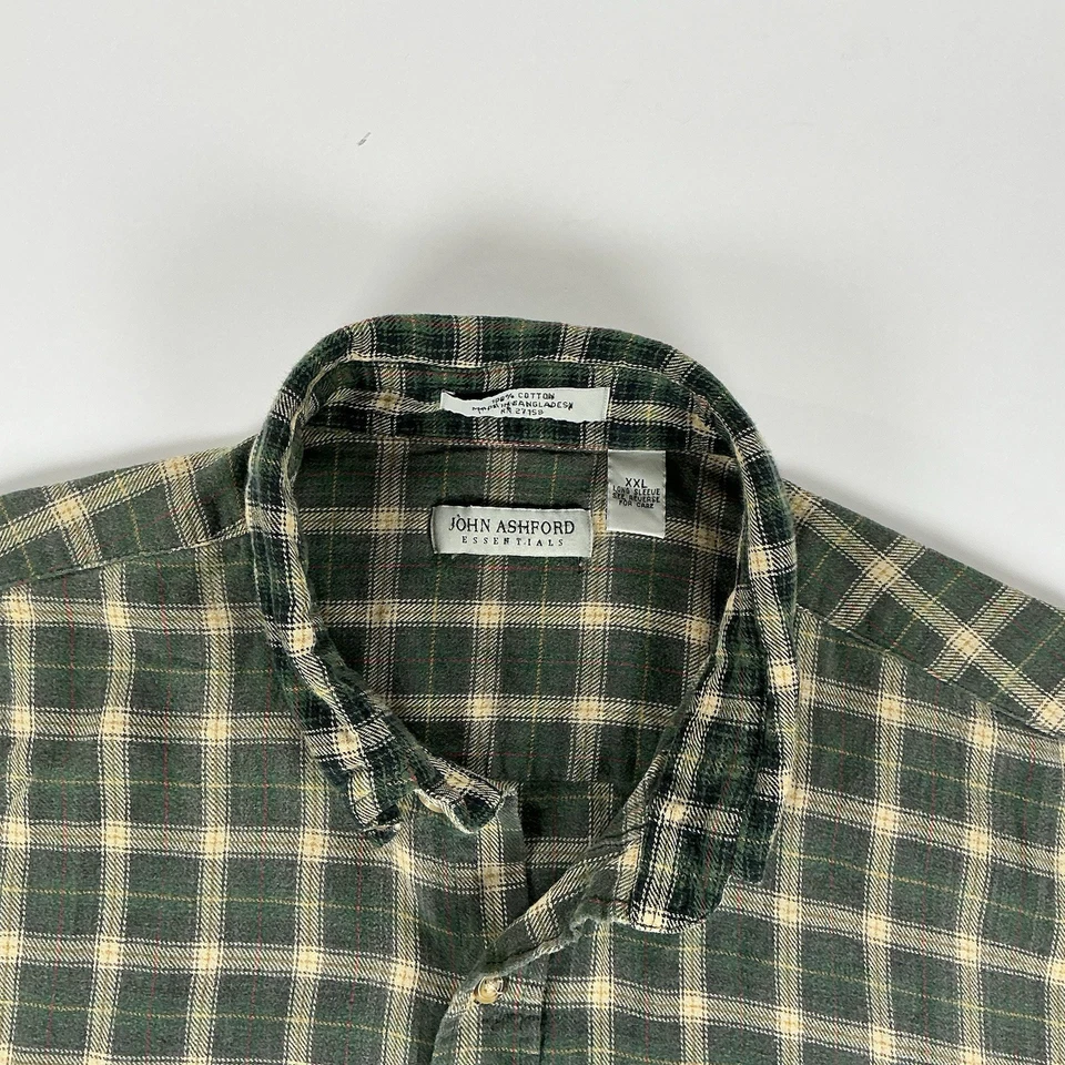 John Ashford Essentials Hombre’s 100% Algodón Franela Verde Cuadros XXL Ligero Foto 4 de 4