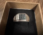 VINTAGE 925 STERLING SILVER PAVE` BLUE DIAMONDS ROLEX STYLE MEN'S RING SIZE 11.5