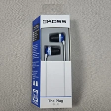 KOSS Stereophones THE PLUG BLUE Classic Earphones Headphones NIB!