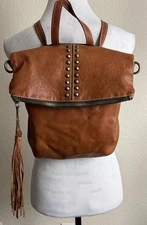 Patricia Nash Luzille Backpack British Brown Leather Studded Convertible Handbag