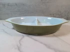 Vintage Pyrex Spring Blossom Crazy Daisy 1 qt Divided Oval Casserole Dish No Lid