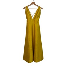 Anthropologie BHLDN Shelby A Line Midi Dress Size 2 Satin Yellow Wedding Formal