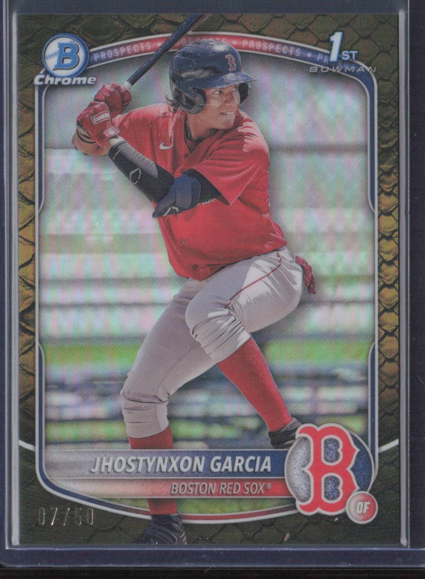 2025 Bowman #BCP-43 Jhostynxon Garcia Chrome Prospects Reptilian GOLD /50 SN