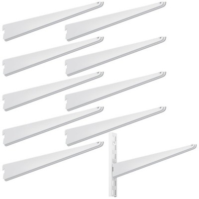 Yalikop 10 Pack Adjustable Shelf Brackets Double Track System Closet White 16.5