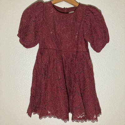 Rachel Parcell Lace Puff Sleeve Dress Kids Sz 5 Red Lined Holiday Special  Event | eBay