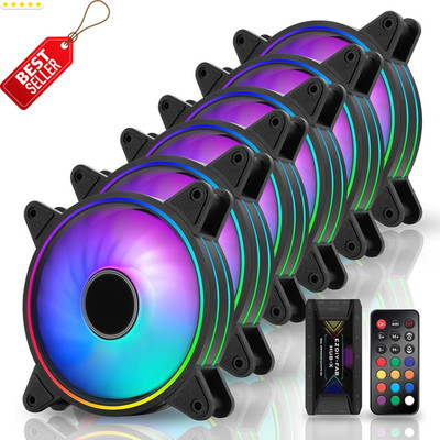 Moonlight 120mm RGB Case Fan 6 Pack ARGB Aura Sync Speed Control US