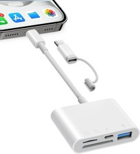 SD Card Reader for iPhone iPad, 4 in 1 Micro 4 Slots Lightning , White