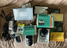 Camera Accessories Lot- Lens, Optical Tape Measure, Misc Cords, Misc Brochures 